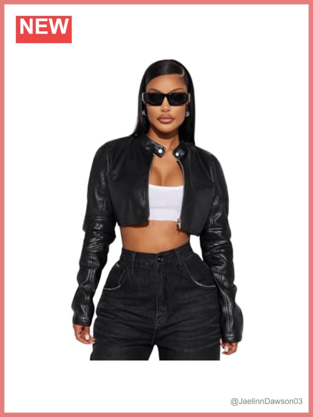 Faux Leather Cropped Moto Jacket Women's Belted Zip Up Bomber